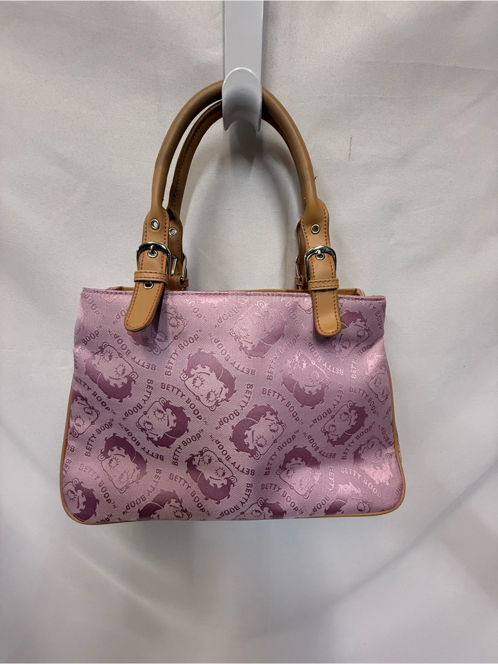 Betty Boop lilac Logo Shoulder Bag with Tan Handles